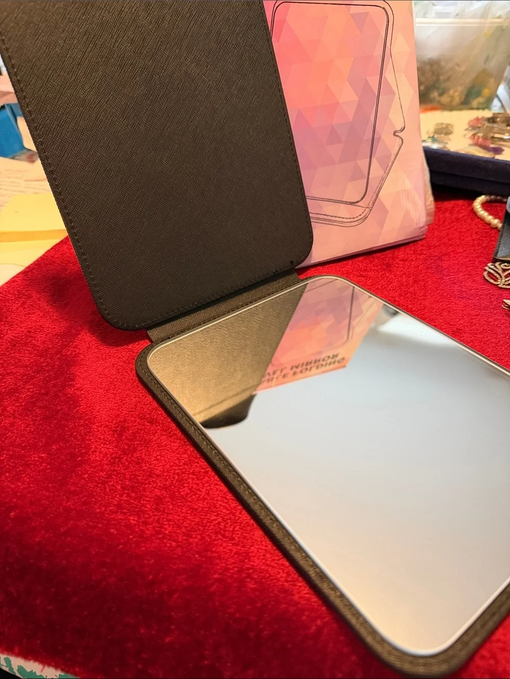 NEW Folding Travel Mirror w soft backs great for packing in luggage 8”h x 6”wide